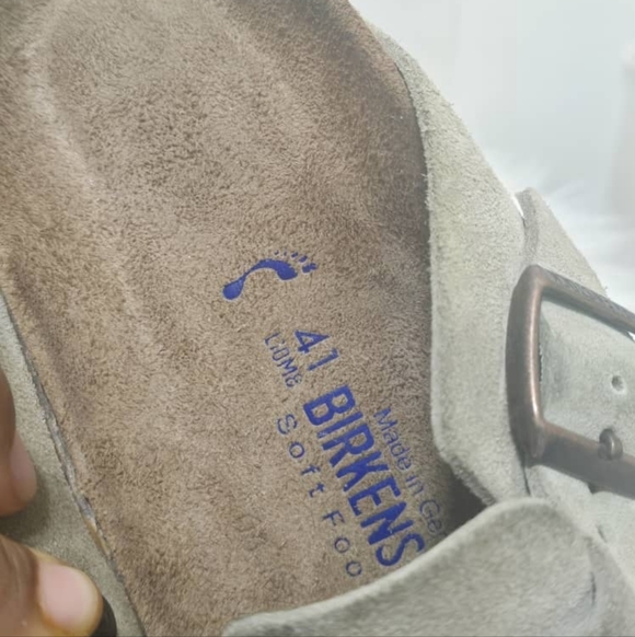 Birkenstock Boston BS Suede Leather Soft Footbed Taupe Sandals Size L-10 M-8